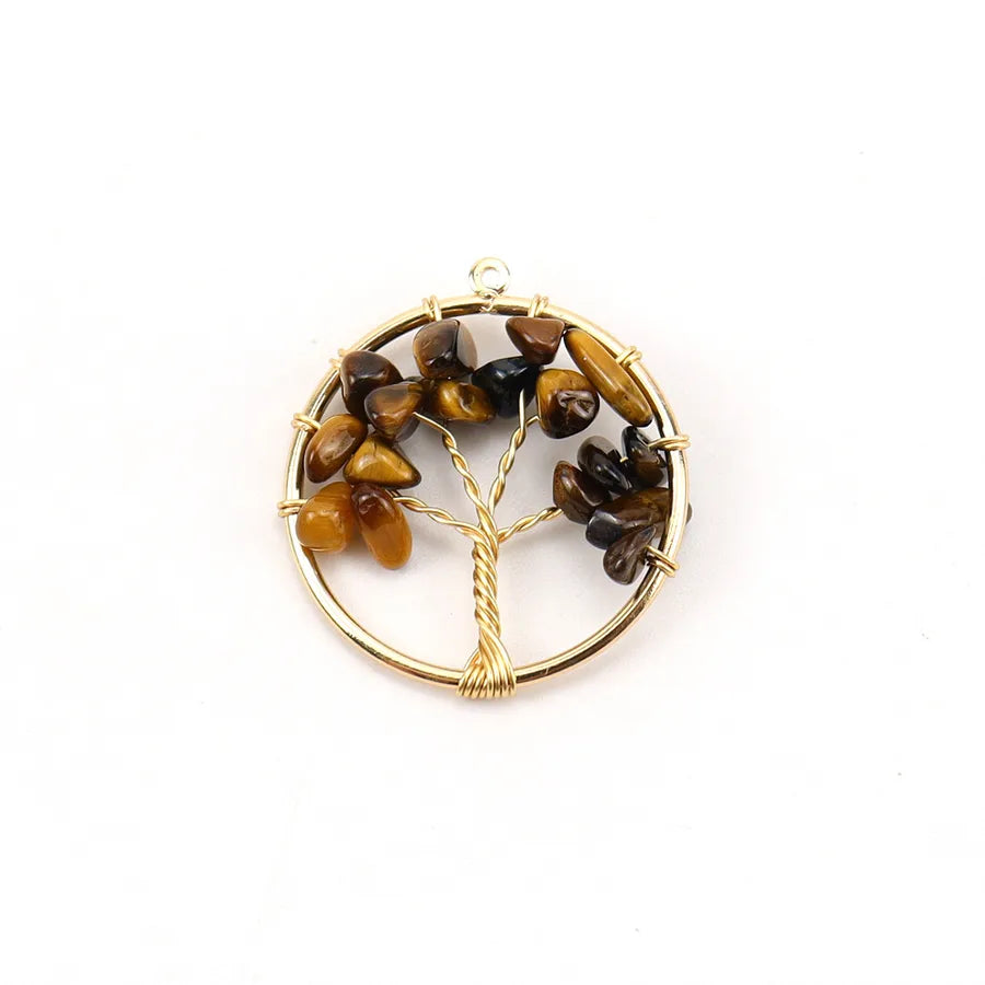 simple style lucky tree natural stone agate wholesale pendants