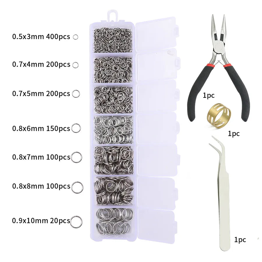 Handmade Beading Jewelry Accessories Kit Earring Hook Bracelet Necklace Material Tool Set Round Circle Chain Metal Simple Design