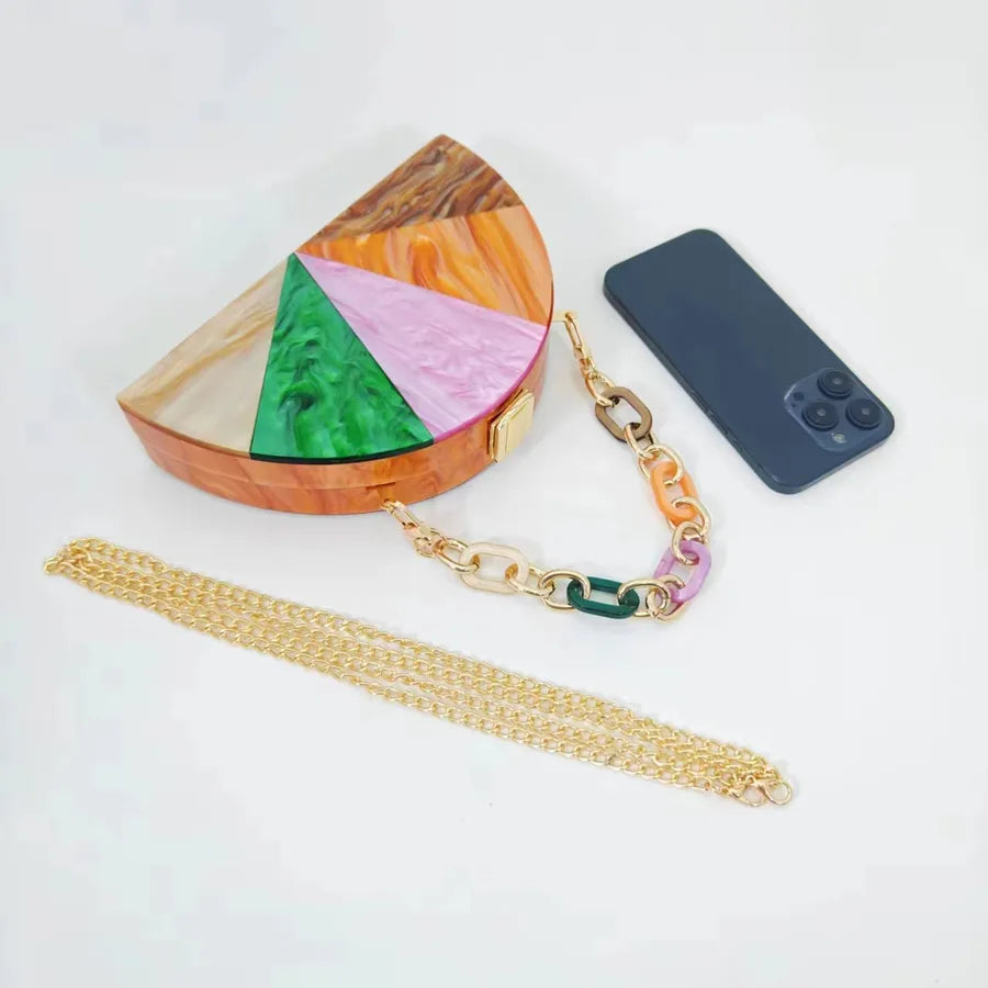 Acrylic Color Block Semicircle Evening Bags