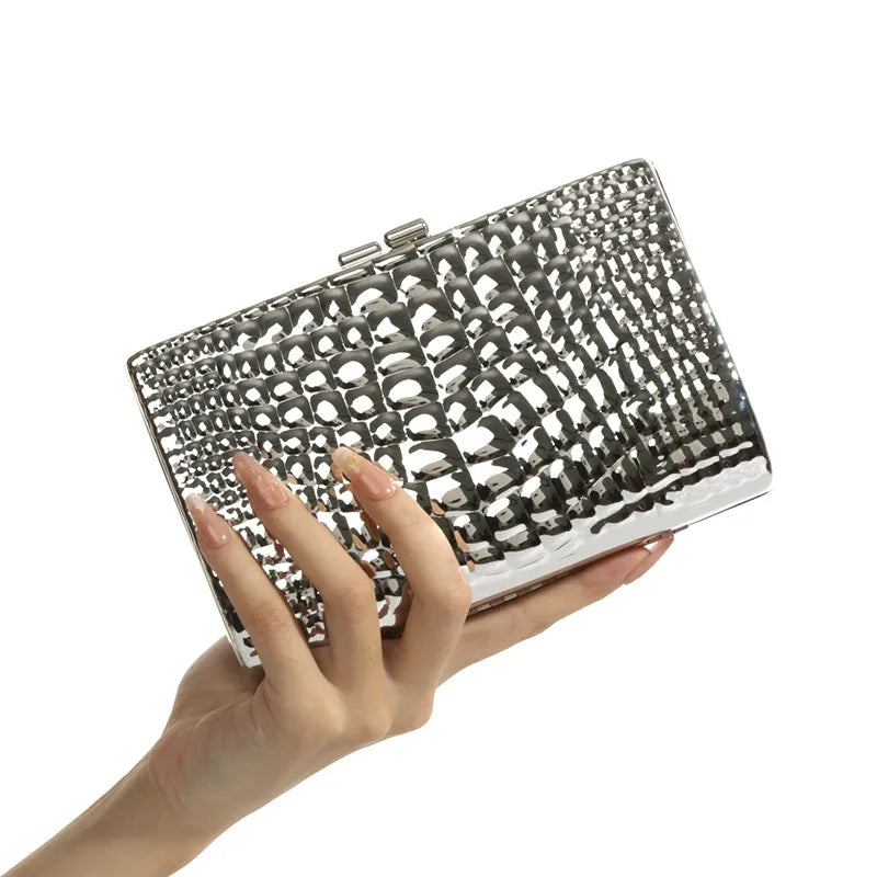 Silver Black Gold Arylic Solid Color Snakeskin Square Evening Bags