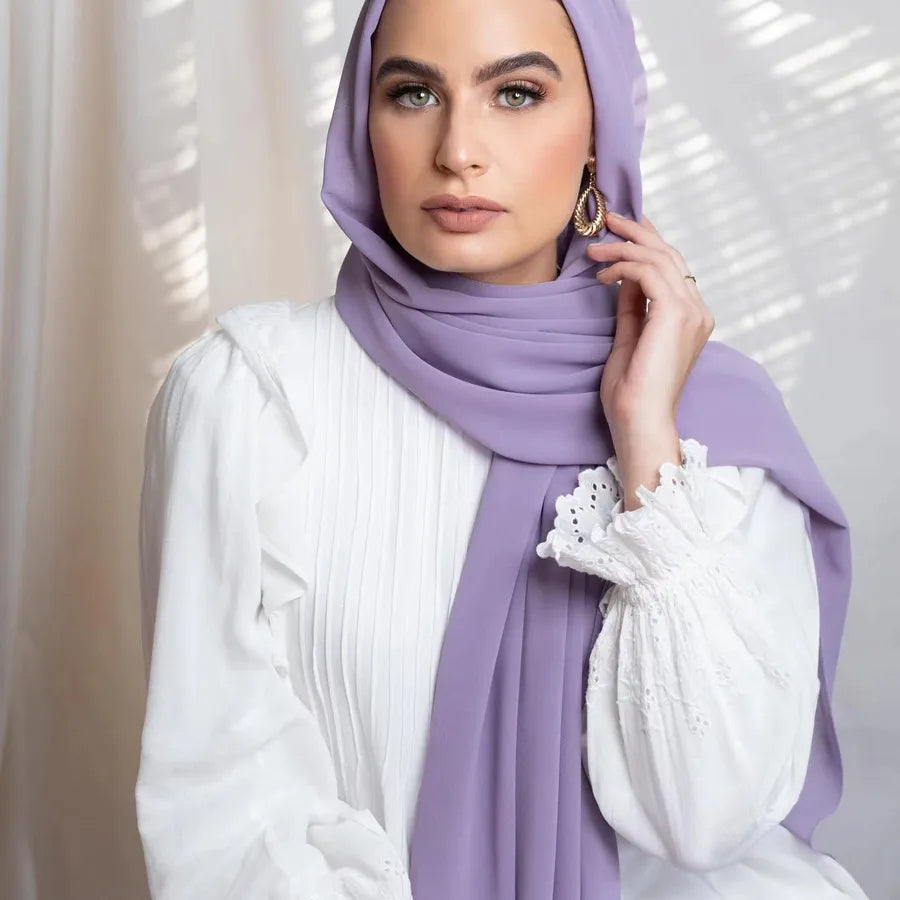 Women's Casual Elegant Simple Style Solid Color Chiffon Printing and Dyeing Hijab