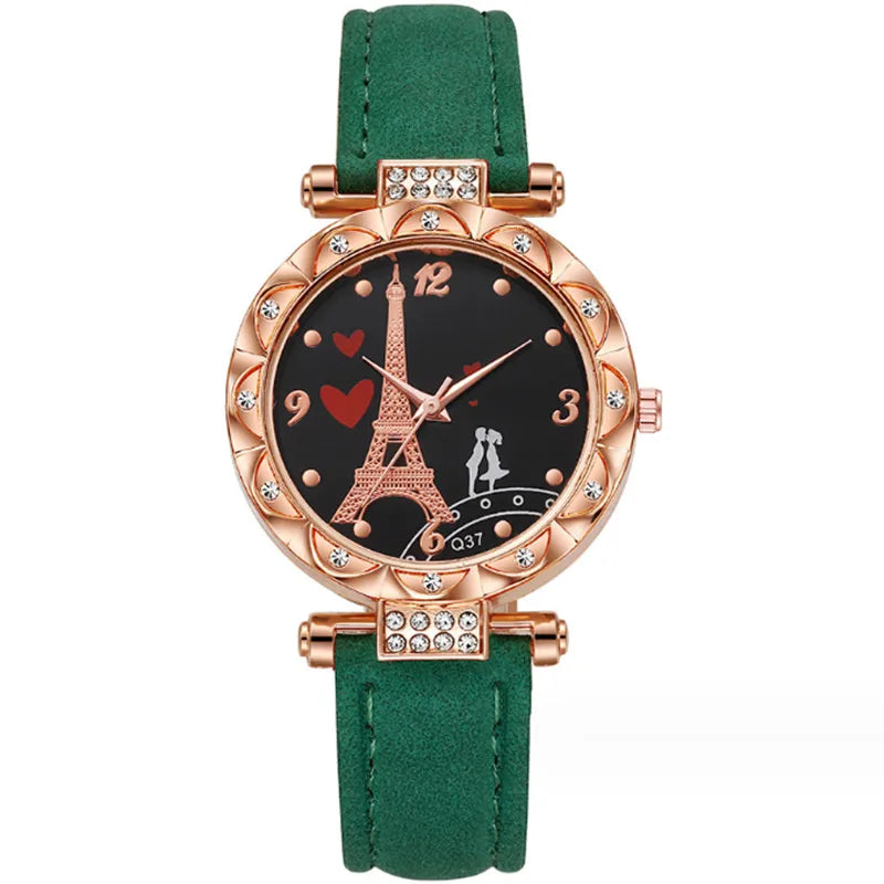 Casual Tower Heart Shape Buckle Quartz Watch Women's Watches