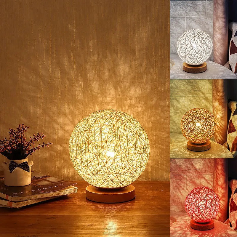 Hemp ball rattan light LED night light desk star light atmosphere light children's gift usb table lamp bedroom bedside lamp