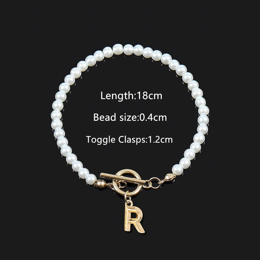Elegant Vintage Style Classic Style Letter 304 Stainless Steel Artificial Pearl Beaded Chain Beaded Bracelets Wholesale