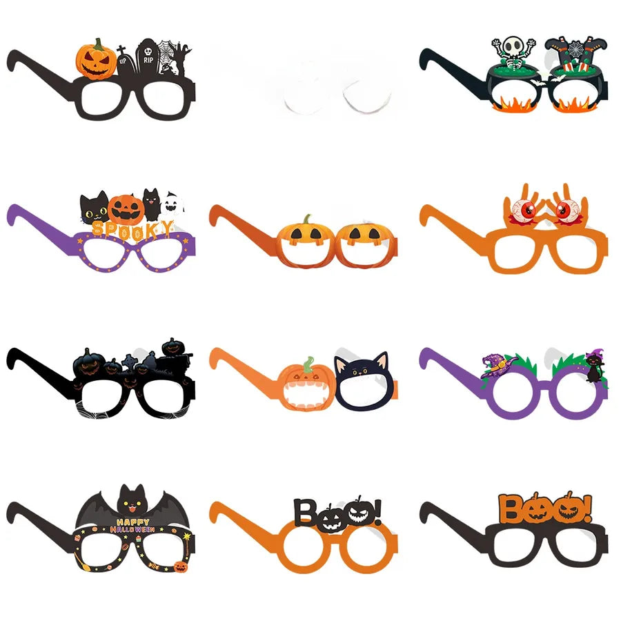 Halloween Party Decoration Costume Party Masquerade Ghost Pumpkin Bat Eyeglasses Theme Props Printed Processed