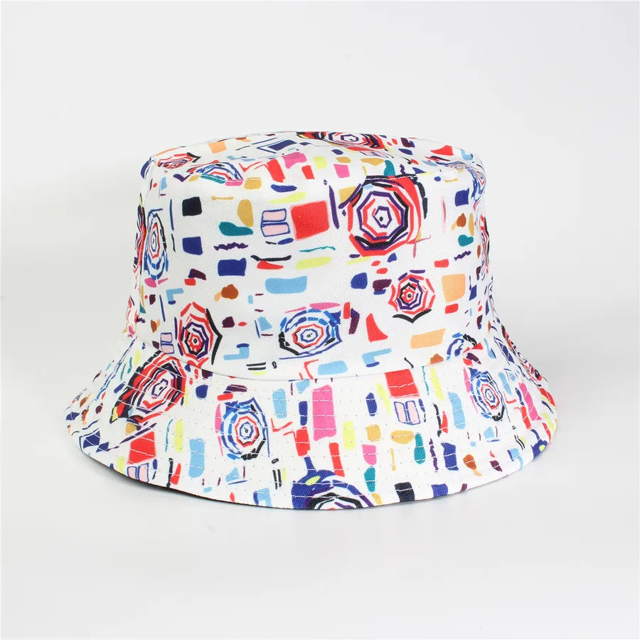 Double-Sided Fisherman Hat Women's Floral Print Sunshade Leaf Animal Cartoon Bucket Cap Spring Summer Elegant Casual Style