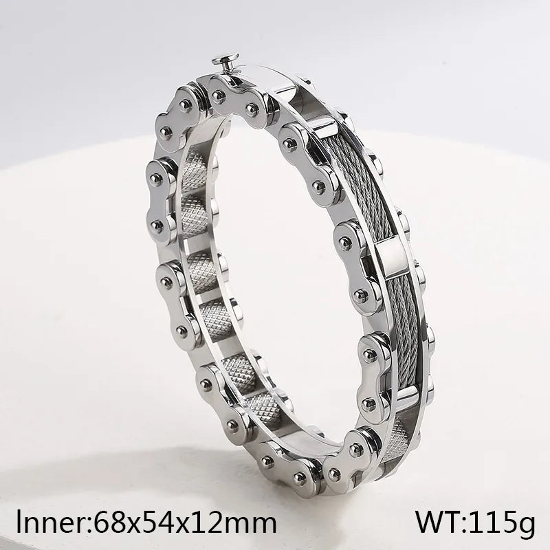 Rock Fashion Vacuum Plating Bicycle Chain Stainless Steel Men's Bracelet