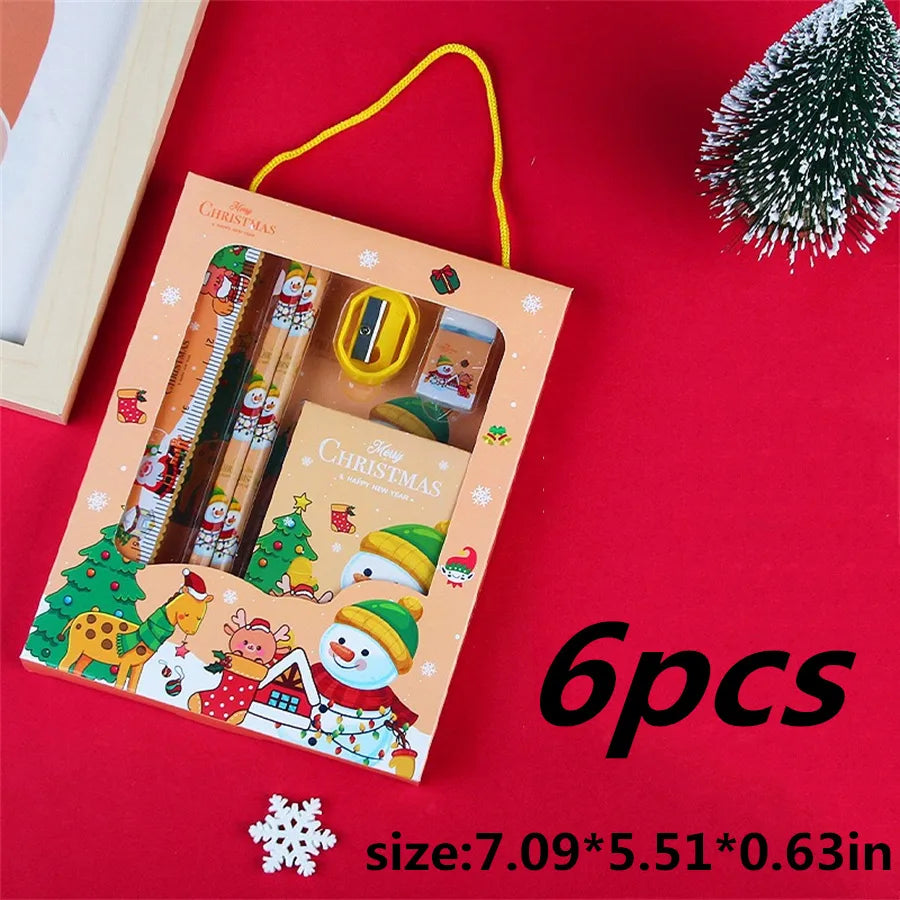 1 Set Cartoon School Christmas Wood Preppy Style Pencil