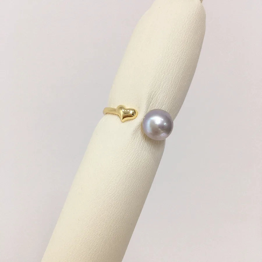 Zhuji strong light bright natural freshwater pearl ring simple smooth love adjustable opening ring wholesale
