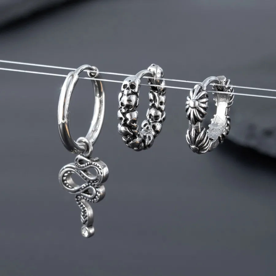 1 Piece Hip-Hop Punk Snake Skull 316 Stainless Steel  Drop Earrings