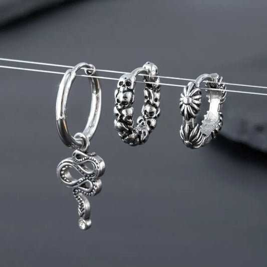 1 Piece Hip-Hop Punk Snake Skull 316 Stainless Steel  Drop Earrings