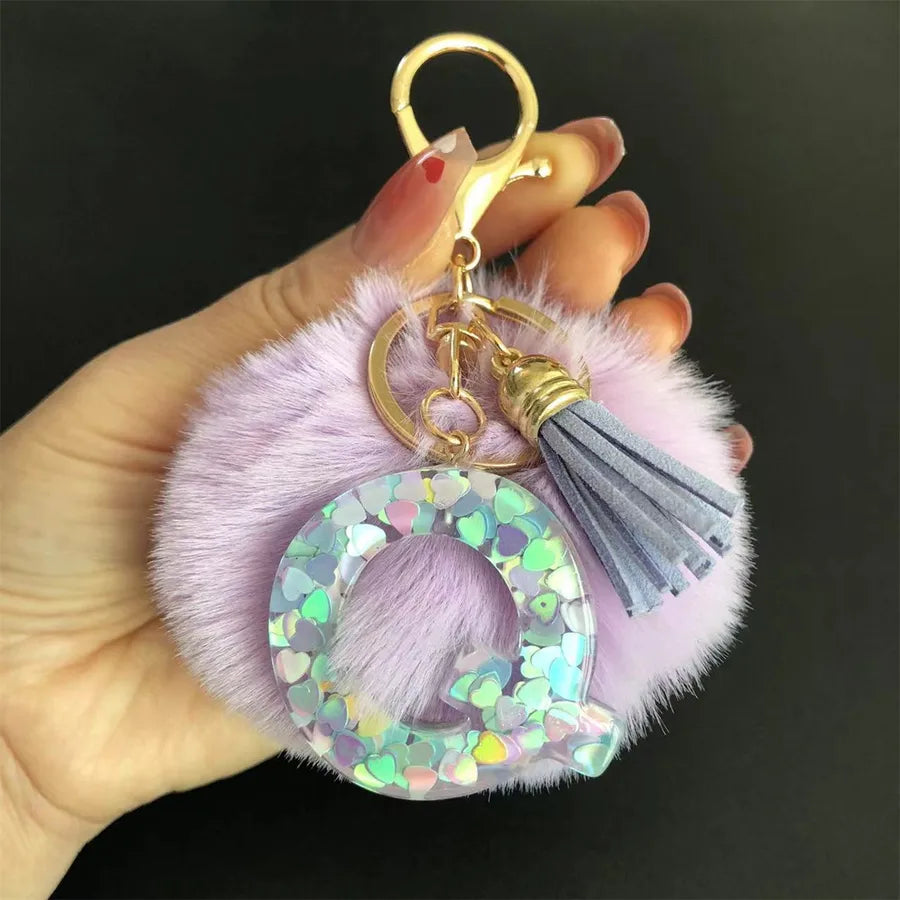 Cute Simple Style Letter Hairball Resin Unisex Bag Pendant Keychain