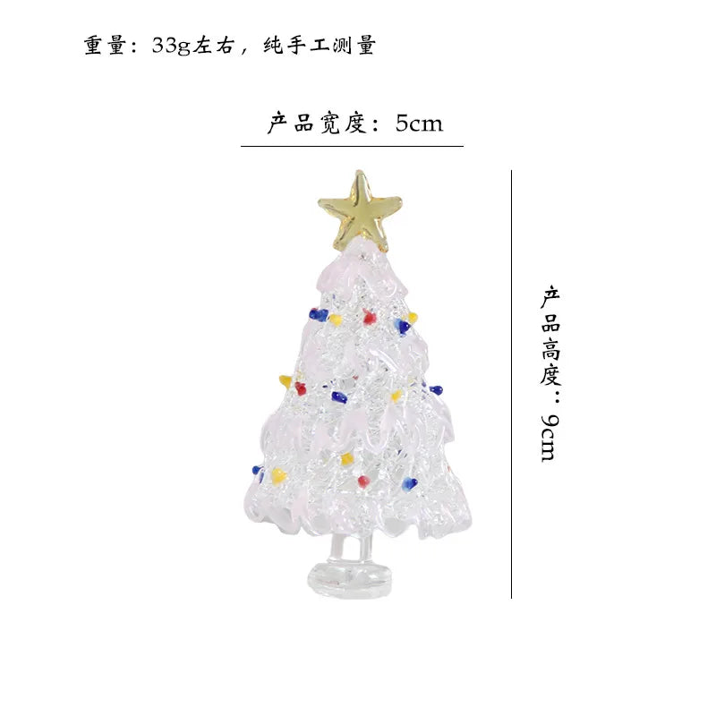 Zibo Lushila Glass Frosted Christmas Tree Craftwork Decorations Home Office Desktop Decoration Festive Season Gift