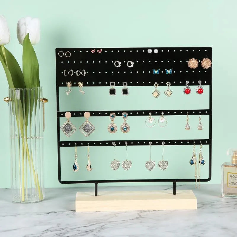 Wrought Iron Creative Earrings Pine Bottom Household Hanging Earrings Earrings Storage Jewelry Display Shelf Factory Wholesale