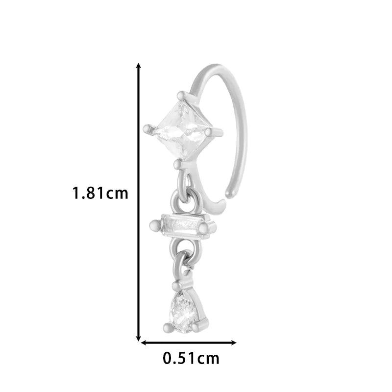 1 Piece Nose Rings & Studs Vacation Simple Style Cross Flower Butterfly Copper Cross Flowers Butterfly Zircon Nose Ring