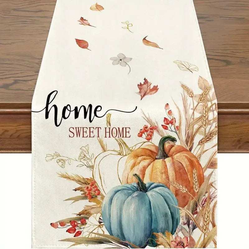 Halloween Thanksgiving Cute Pumpkin Lattice Polyester Table Runner