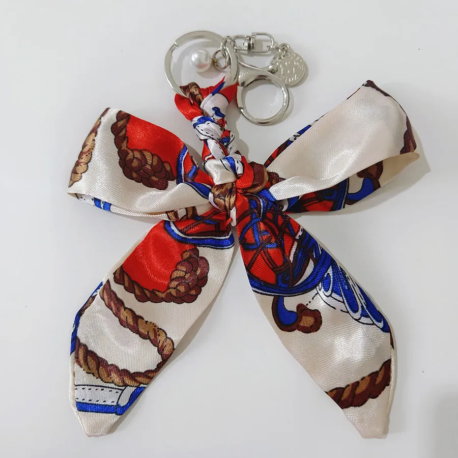 Sweet Simple Style Bow Knot Cloth Metal Unisex Bag Pendant Keychain