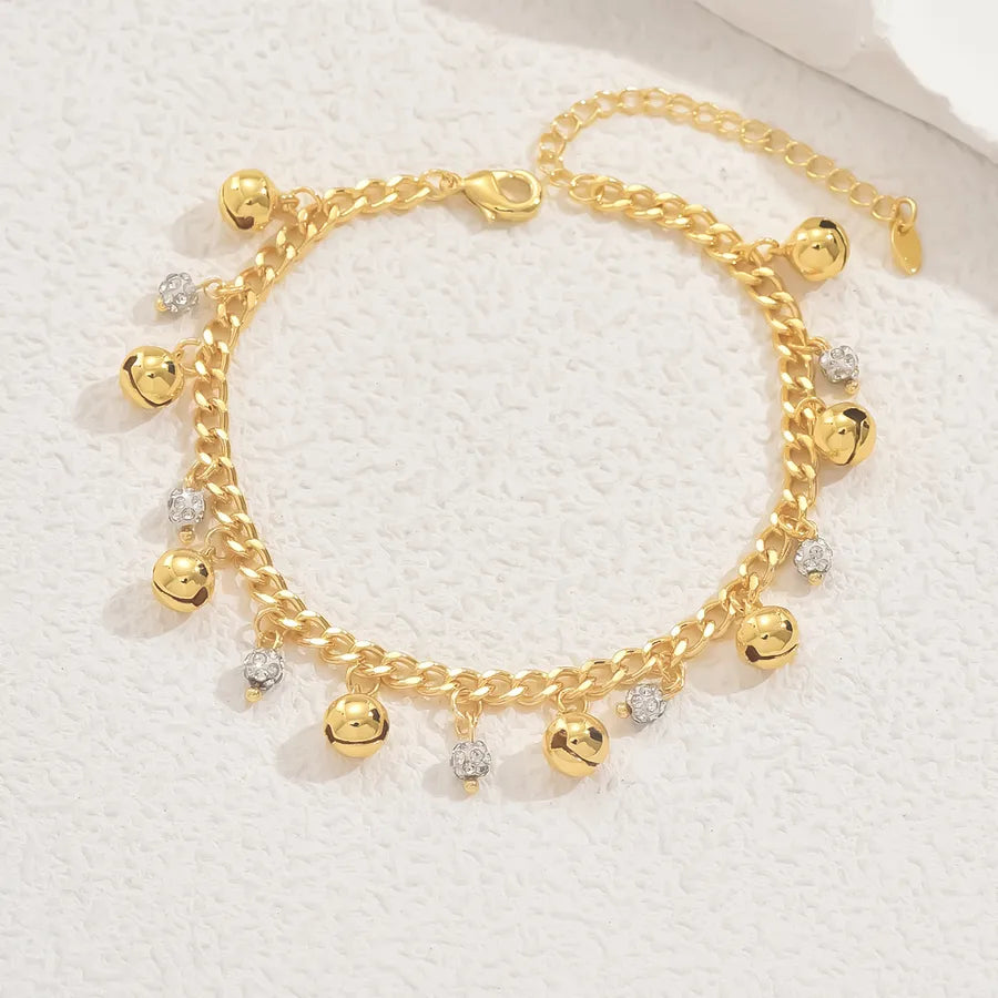 Wholesale Jewelry IG Style Elegant Vintage Style Tassel Bell Copper Rhinestones Tassel Anklet