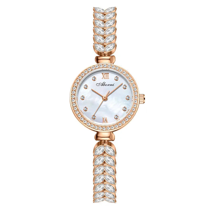 simple style shiny solid color jewelry buckle quartz women's watches