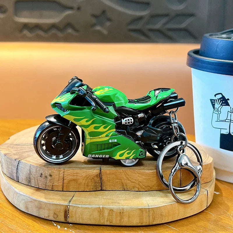 Cool Trendy Fire Dragon Motorcycle Keychain Fun Stress Relief Student Toy Motorcycle Keyring Cute ABS Material Birthday Gift