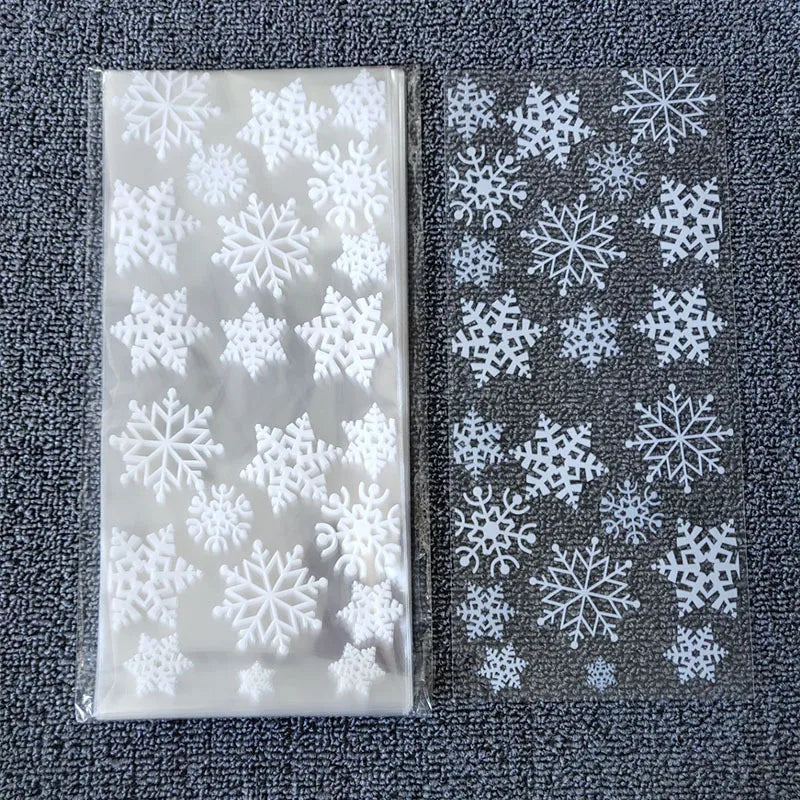 Spot wholesale OPP flat pocket transparent universal baking biscuit packaging bag Christmas candy snowflake bag