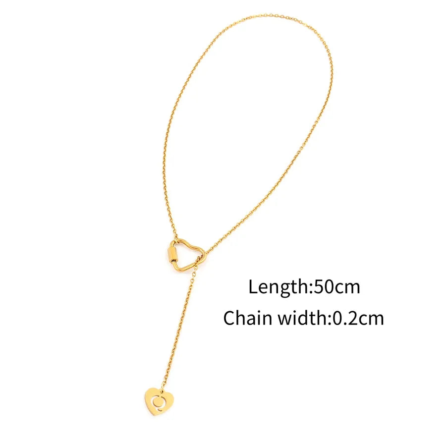 Wholesale Jewelry Elegant Simple Style Letter Heart Shape 201 Stainless Steel 304 Stainless Steel cable chain Pendant Necklace