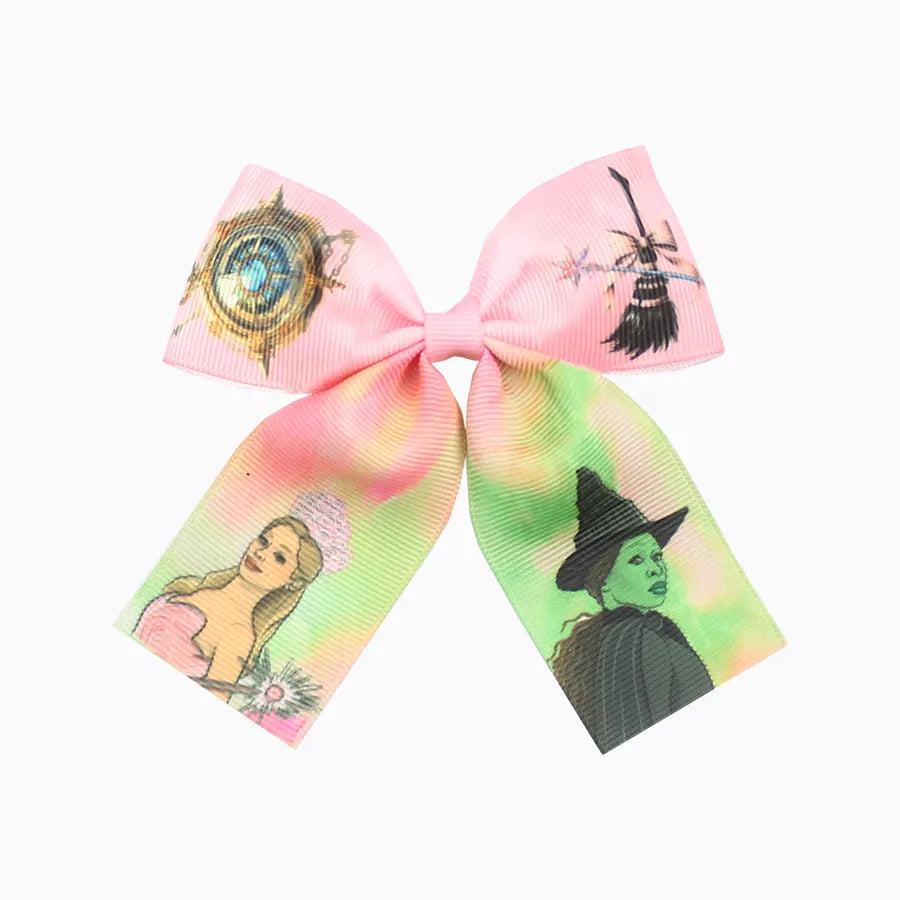 Magic Wicked Witch Hair Accessories Hairpin Pink Green Bow Children Girl Cute Hairpin  Explosions