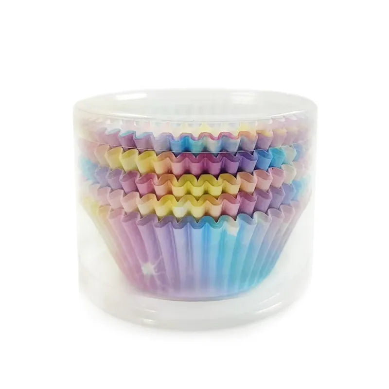 Simple Style Rainbow Heart Shape Solid Color Anti-oil paper Bakeware cake cups