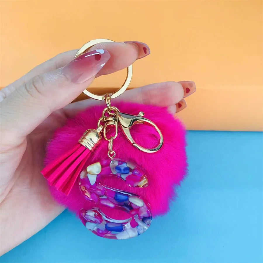 Simple Style Commute Letter Hairball Resin Unisex Bag Pendant Keychain
