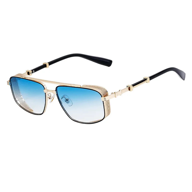 Vacation Simple Style Color Block Pc Gradient Tinted Lenses Square Full Frame Men's Sunglasses