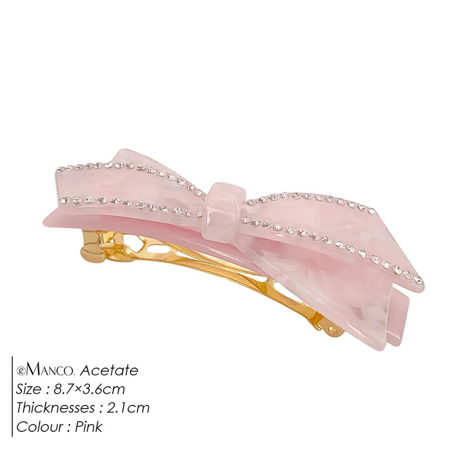 EManco French Light Luxury Retro Flowing Diamond-Studded Bow Hair Clip Socialite Temperament New Hairpin Elegant Hair Accessory