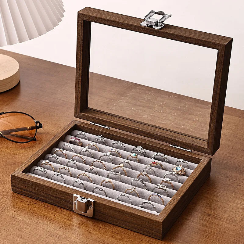 Luxury Small Walnut Wooden Jewelry Box With Lid Storage Organizer For Earrings Rings Necklaces Bracelets Displayed Jewelry