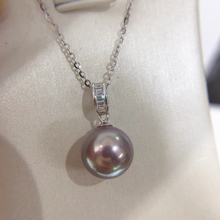 Diana Natural Freshwater Pearl Pendant Highlight Round and Immaculate Princess S925 Sterling Silver Pearl Necklace Clavicle Chain
