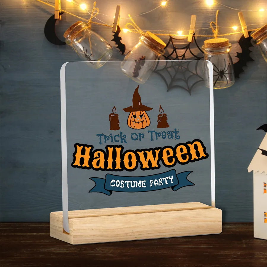 Acrylic Halloween Decorative Tabletop Wooden Ornaments Transparent Festive Home Decoration Ideal For Party Setup
