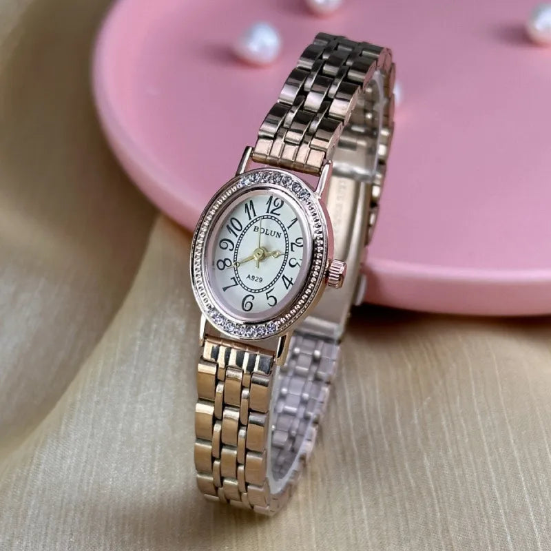 Watch Delicate Oval Disk Women's Retro Quartz Watch Bolun Watch Wholesale Little Red Book Mid-Ancient Small Golden Watch