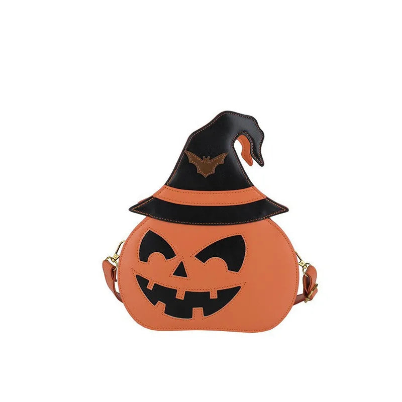 Halloween Pumpkin Shaped Irregular Women's Crossbody Bag Single Shoulder Bag Funny Design Polyester Lining PU Material Large Size