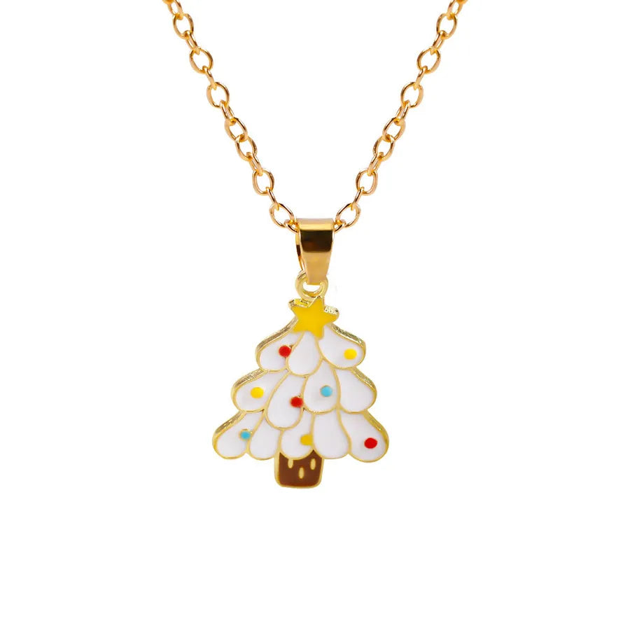 Christmas Themed Alloy Pendant Necklace With Bell Snowflake Design Geometric Pattern For Men And Women Christmas Tree Santa Claus Deer Stick
