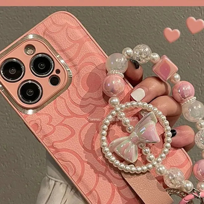 Pu Leather Flower Elegant Sweet Phone Cases Phone Accessories