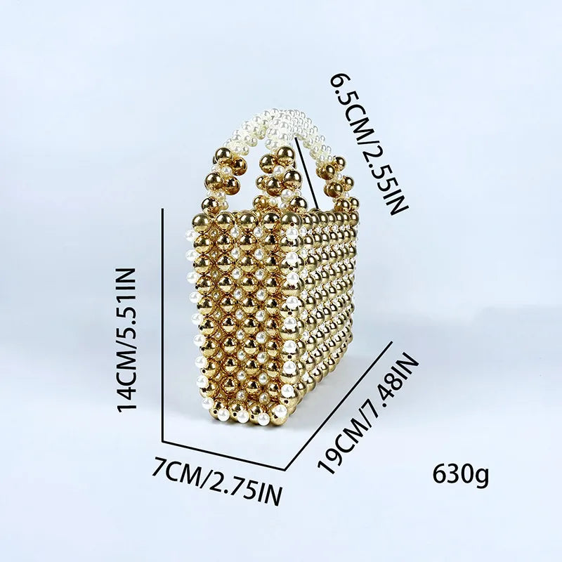 Women's Medium Arylic Solid Color Elegant Streetwear Beading Weave Square Open Square Bag