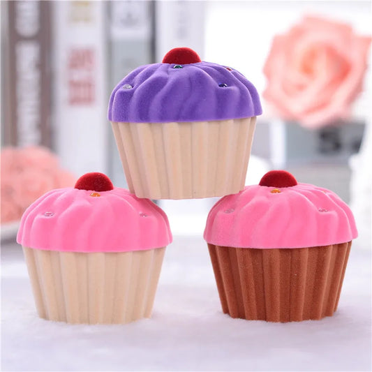 1 piece cute ice cream flannel jewelry boxes