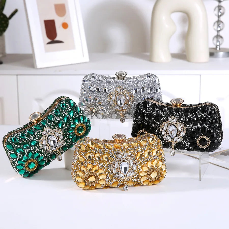 Polyester Geometric Rhinestone Square Evening Bags