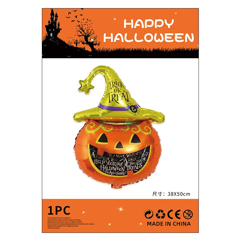 Halloween Decorations Pumpkin Spider Back Card Single Aluminum Foil Balloon Ghost Festival Skull Funny Bar Balloon