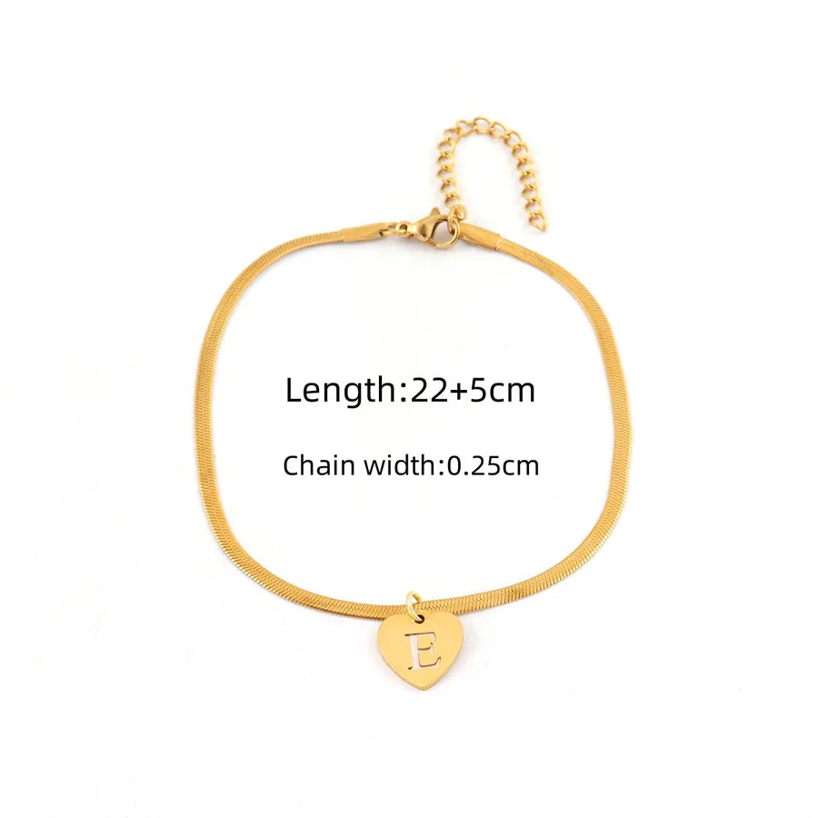 Wholesale Jewelry Elegant Simple Style Classic Style Letter Heart Shape 201 Stainless Steel 304 Stainless Steel Anklet