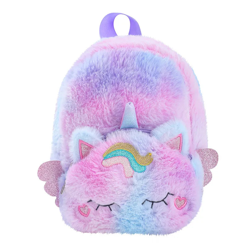 Casual Backpack Plush Backpack Cute Cartoon Plush Backpack   Plush Schoolbag Girl