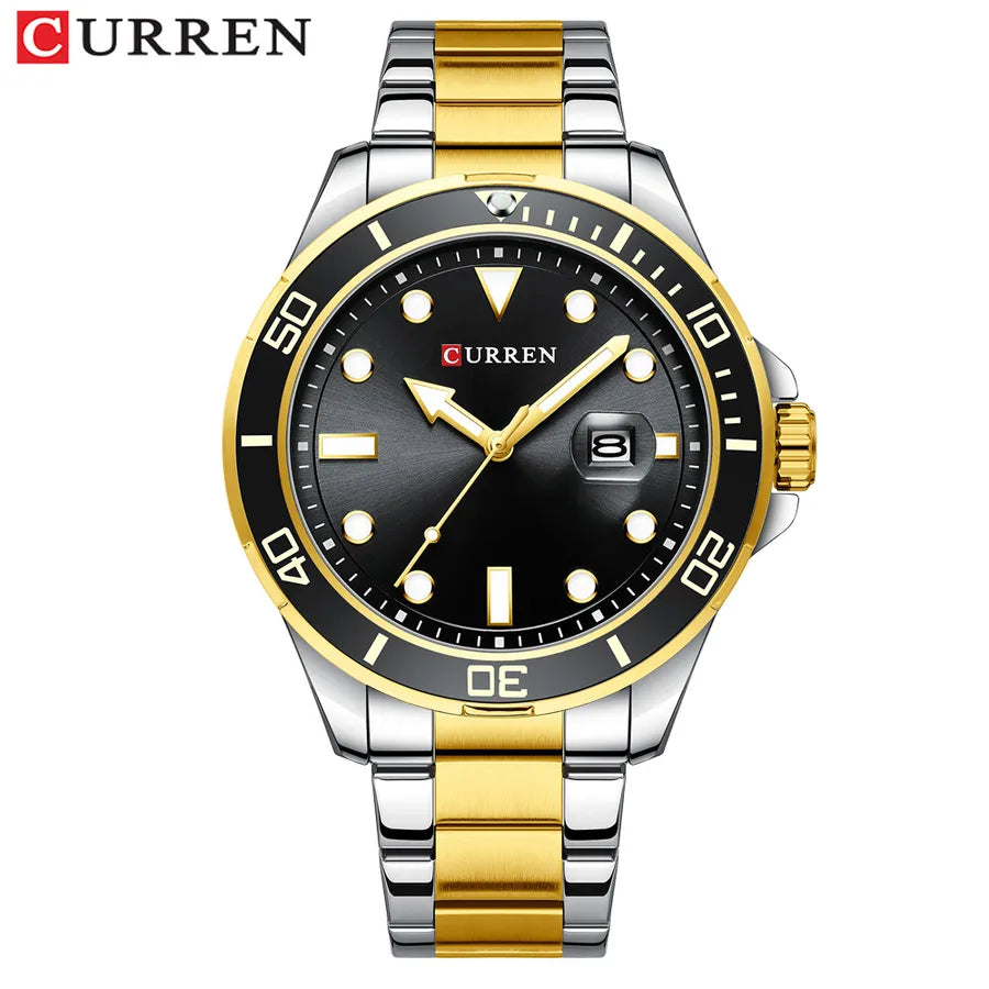 Casual Color Block Single Folding Buckle Quartz Watch Men's Watches