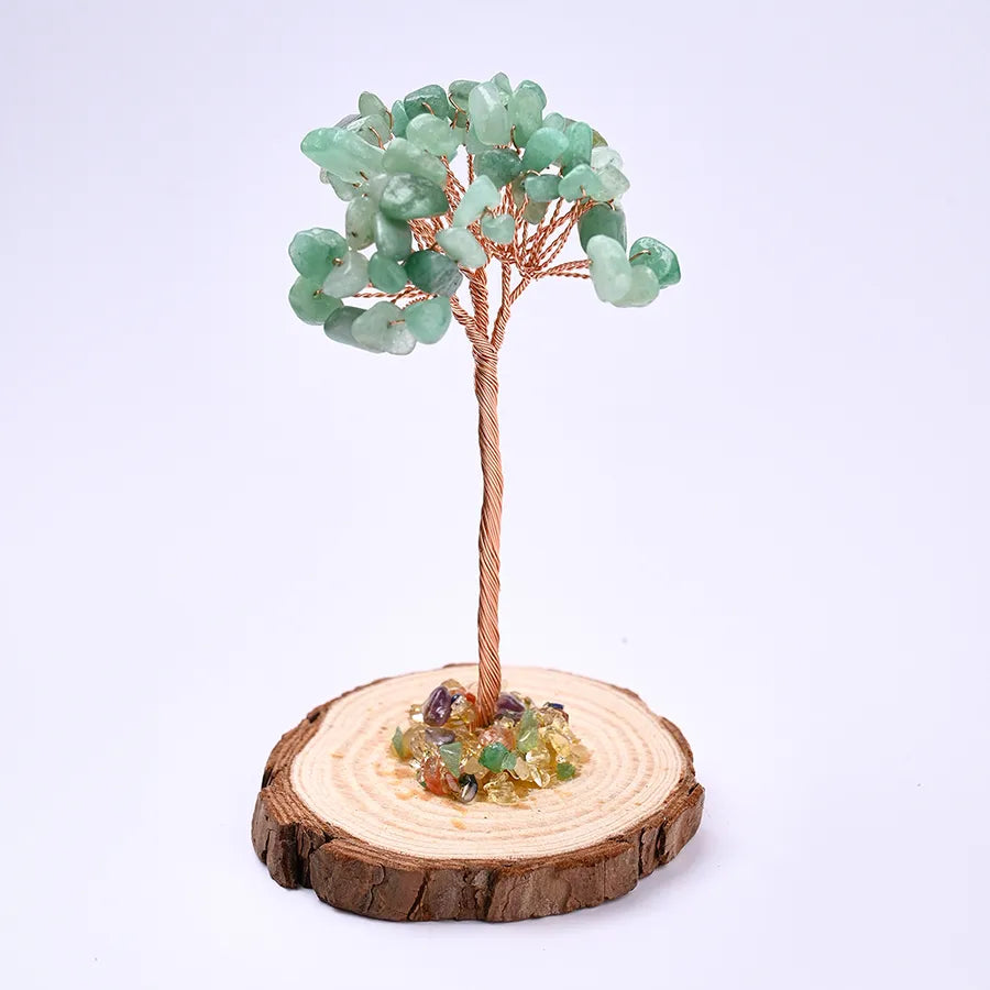 Elegant Handmade Simple Style Tree Natural Gemstone solid wood copper wire Ornaments Artificial Decorations