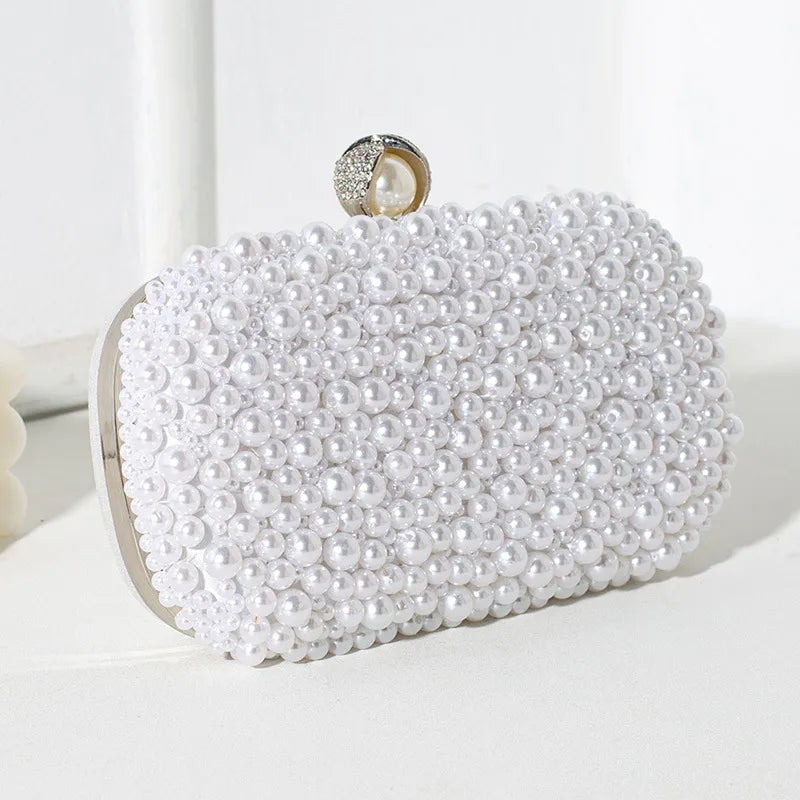 White Polyester Solid Color Square Evening Bags