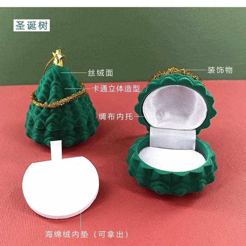 Christmas Eve Cartoon Mini Jewelry Box Ring Earrings Gift Box Fashion Composite Material Jewelry Packaging