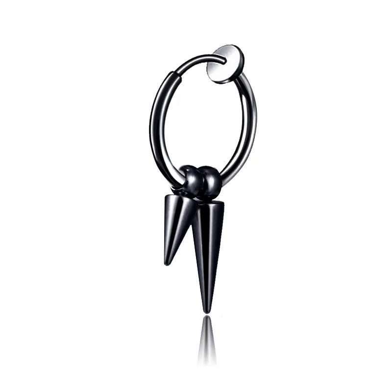 fashion stainless steel tassel single point cone earrings single