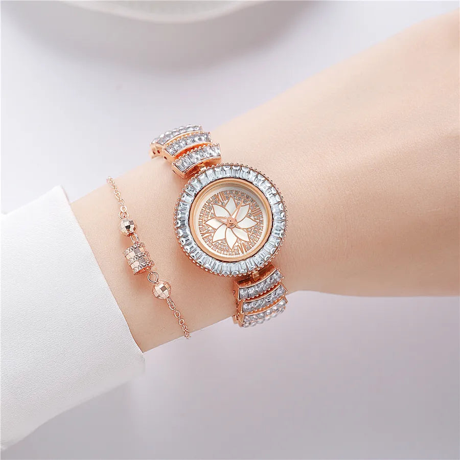 Casual Elegant Lotus Horseshoe Buckle Quartz Women's Watches